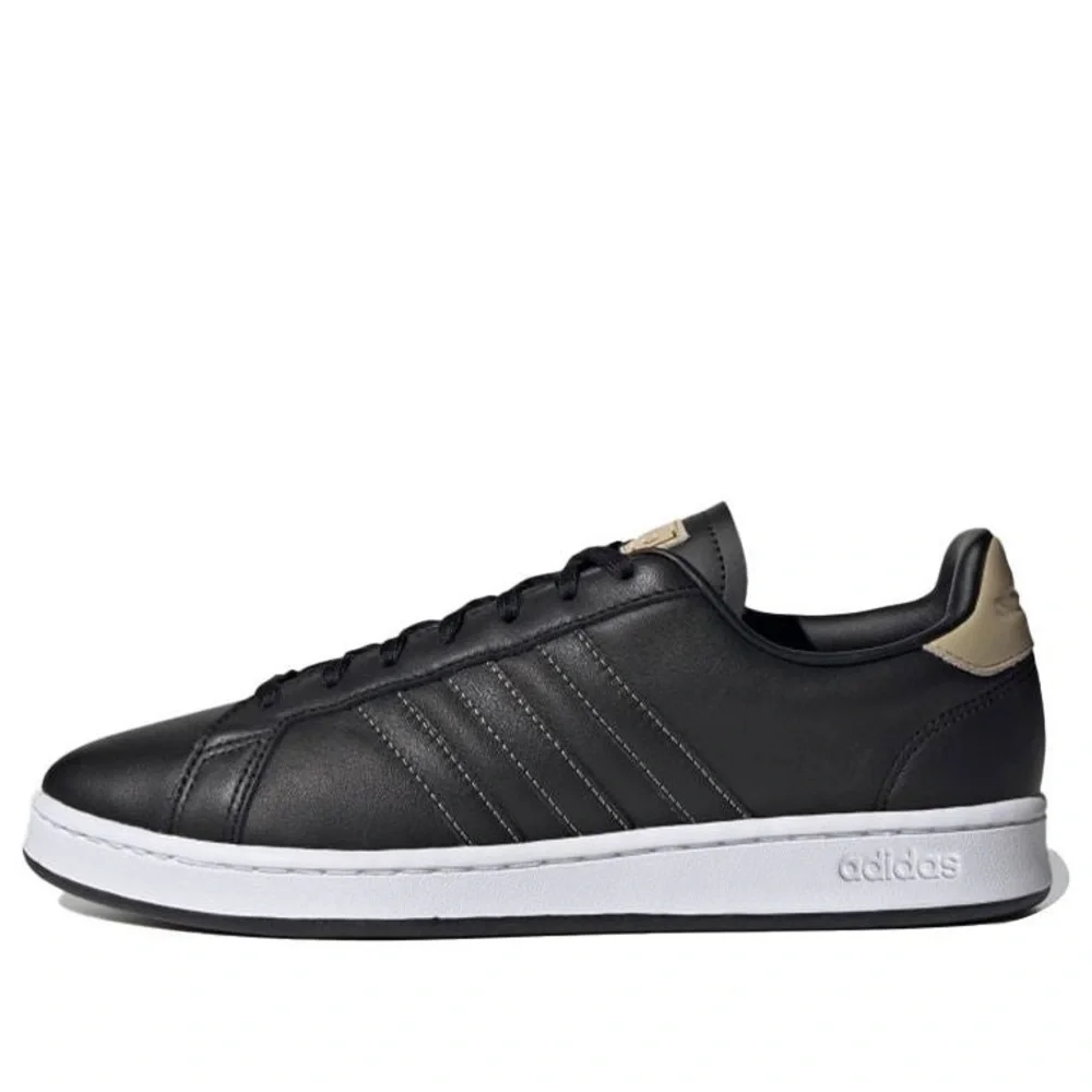 adidas Neo Grand Court Black Gold Men’s Leather Sneakers Size 9.5